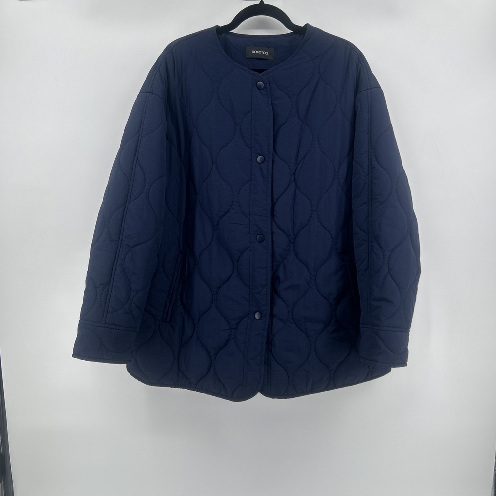 Dokotoo Sz XL Navy Blue Quilted Lightweight Jacket Snap Puffer Causal Streetwear